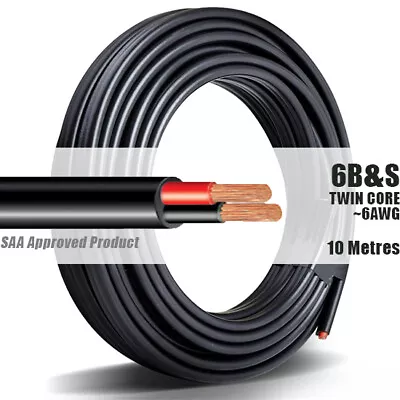 TWIN CORE WIRE 6 B S 6B&S 10M Meter 2 CORE AUTOMOTIVE BATTERY STARTER CABLE • $109.90