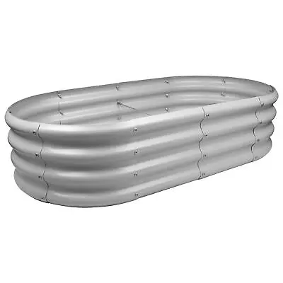 1x Silver 120cm X 60cm Rounded Galvanised Steel Raised Garden Bed Planter Box • £24