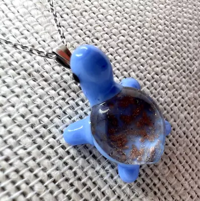 Murano Glass Handcrafted Lovely Turtle Pendant & 925 Sterling Silver Necklace • $24.90