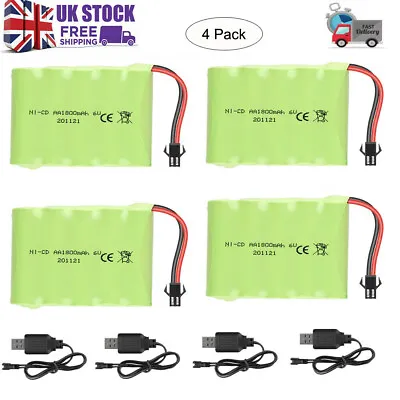 £27.54 • Buy 4x 6V 1800mAh Ni-CD Battery 5AA Rechargeable Battery Pack For 1:14 RC Car Truck