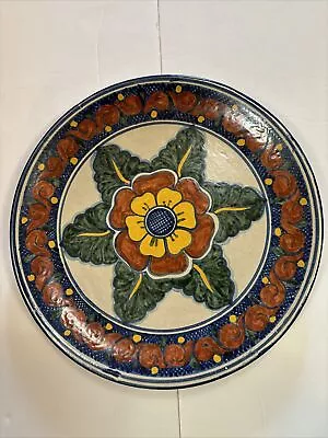 Vintage Mexican Folk Art Pottery Clay ~Plate/Handpainted Wall Hanging • $24.99