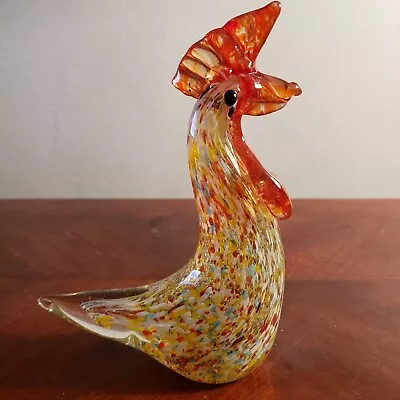 Vintage Murano Style Hand Blown Art Glass Multicolored Rooster • $35