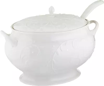 Opal Innocence Carved Covered Soup Tureen With Ladle 10-1/4-Inch White 152 Ou • $173.99