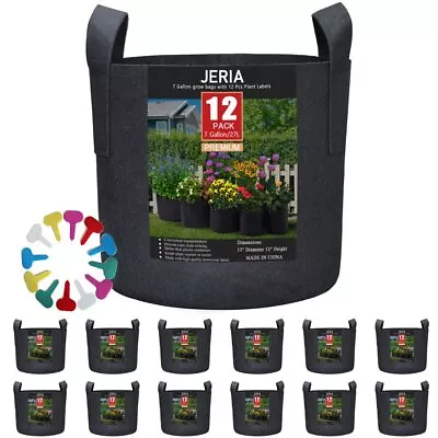JERIA 12-Pack 7 Gallon Vegetable/Flower/Plant Grow Bags Aeration Fabric Pot... • $30.35
