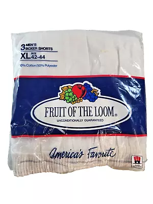 Fruit Of The Loom Boxer Shorts XL 42/44 3- Pack White Vtg 1989 • $19.90