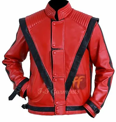 Thriller Michael Jackson Mens Real Leather Biker Jacket • $28