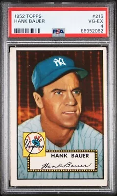 🔥 1952 Topps HANK BAUER #215 GRADED Set Break Vintage Baseball PSA 4 VG-EX • $7.50