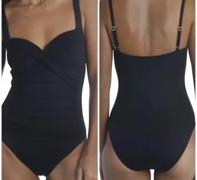 La Blanca By Rod Beattie Black Island Goddess Twist Bra One Piece Swimsuit • $30