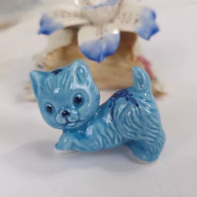Vintage Hand Painted Blue Terrier Miniature Dog Figurine  • $8
