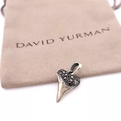David Yurman Sterling Silver Black Diamonds Small Shark Tooth Pendant Amulet • $329.99