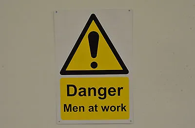 DANGER MEN AT WORK A4 Sign Or Sticker Construction Demolition Renovation Hazard • £1.99