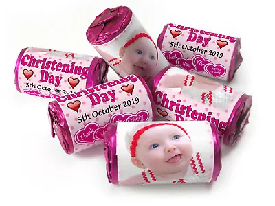 £4.56 • Buy Christening Day Personalised Favours Love Heart Sweets With Image Spotty Pink