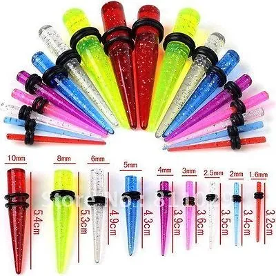 Glitter Ear Tapers Acrylic Stretcher Expanders Earring Body Piercing UK SALE • £1.45