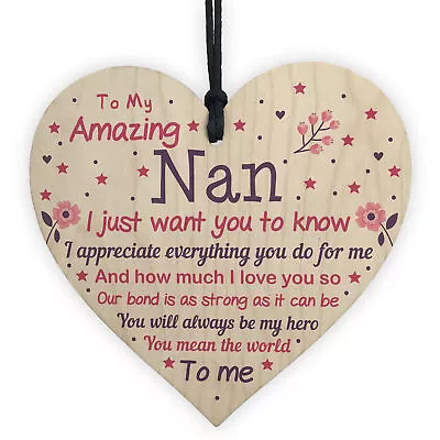 Nan Nanny Nanna Grandma Wood Heart Christmas Gift Love Poem From Granddaughter • £3.99