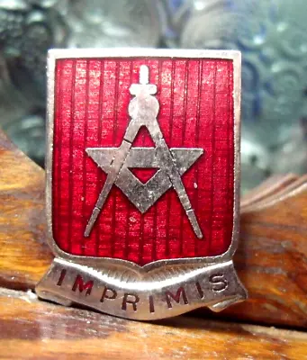 Masonic Military Pinback Medal  -  Square & Compasses    Imprimis  • $4.70