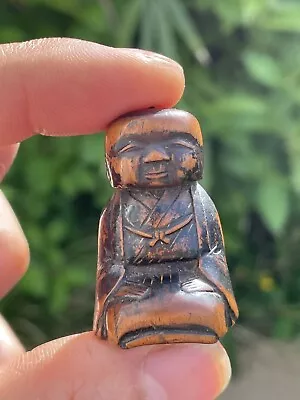 Antique Japanese Hand Carved Bamboo /Wooden/  Boxwood Figure Netsuke 10g • £22