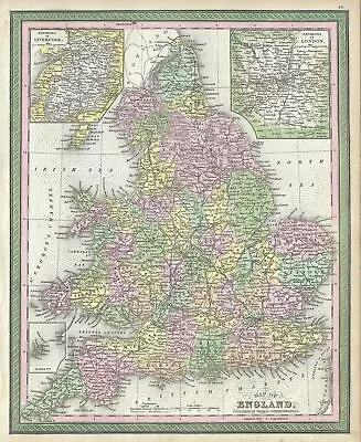 1854 Mitchell Map Of England • $220