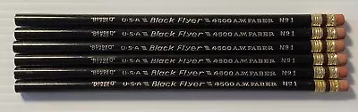Vintage A.W. Faber Black Flyer 4500 Bonded Lead USA 6 Pencils Unsharpened No.1 • $18