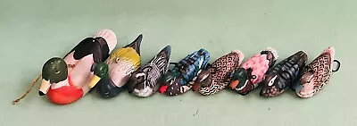 Miniature Mini Wood Duck Hanging Ornament Hand Painted Lot Of 8 • $12.99