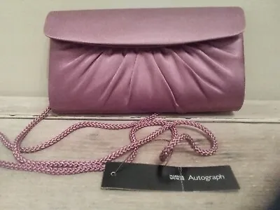 M&S AUTOGRAPH Magenta Satin Shoulder/Clutch Bag Brand New With Tags • £8.95