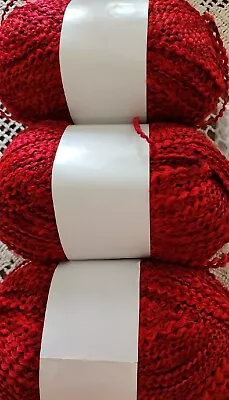 Three (3) MILL ENDS ~ 1 Lb ~ RED ~ Acrylic ~ Yarn Skeins ~ CA13394 ~ Canada • $32