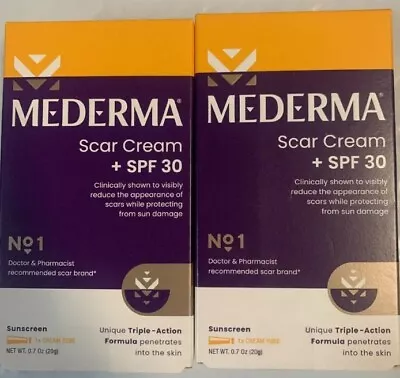 LOT OF 2 MEDERMA Scar Cream + SPF 30 Sunscreen (0.7oz./20g) EXP: 9/2025  • $23.36