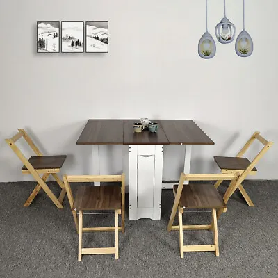 $231.57 • Buy Dining Table Extendable Folding Tables With 4 Chairs Set Restaurant Kitchen
