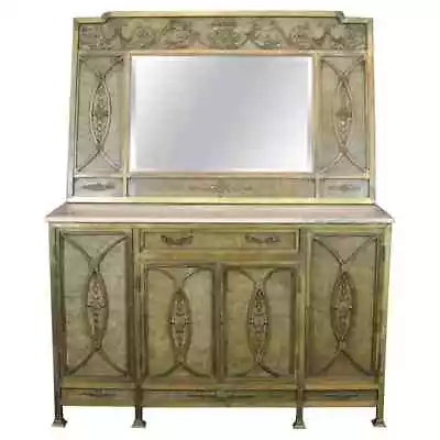 Extraordinary Solid Bronze French Marble Top Directoire Sideboard With Mirror • $8995