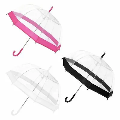 23  Clear Dome Umbrella White/Pink/Black Mens/Ladies Transparent Clear Umbrella • £6.99