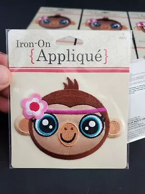 Monkey Patch Iron On Appliqué 4 1/8  X 3 1/8  Baby Animals With Flower Lot Of 12 • $18