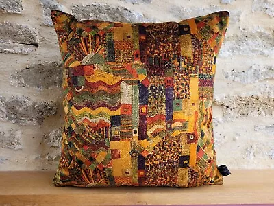 Liberty Chapman Tapestry Marmalade Bauhaus & Green Velvet Fabric Cushion Cover • £37.50