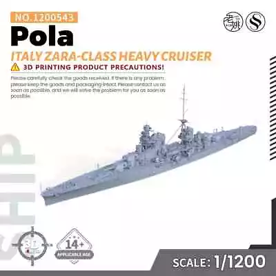 SSMODEL SS1200543 1/1200 Military Model Kit Italy Zara-class Heavy Cruiser Pola • $24.99