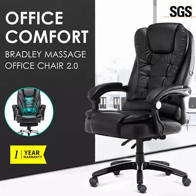 $129.80 • Buy Executive Massage Office Chair Premium PU Leather Recliner Computer Gaming Seat