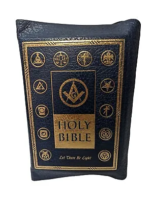 Vintage Holy Bible Let There Be Light Masonic Edition 1955 Leather Binding HTF • $149