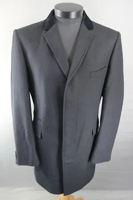 Brand New Wool Rich 3 Pocket Velvet Collar Black Melton Overcoat 36-48  Was £199 • £69