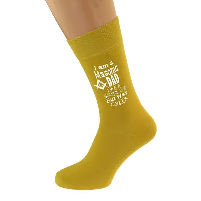 I Am A Masonic G Dad But Way Cooler Dad Mustard Socks UK 5-12 - N1110 • $6.15