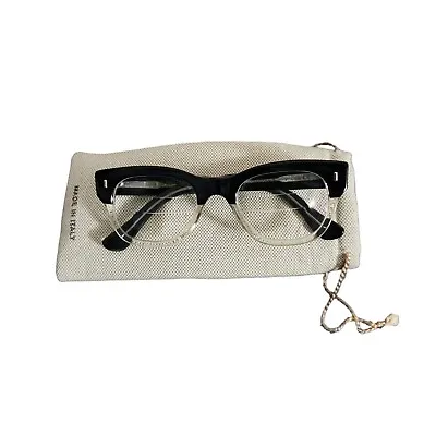 Rare Cutler Cross Of London Black Clear Thick Wayfarer Eyeglasses Italy 50 21 14 • $199.99