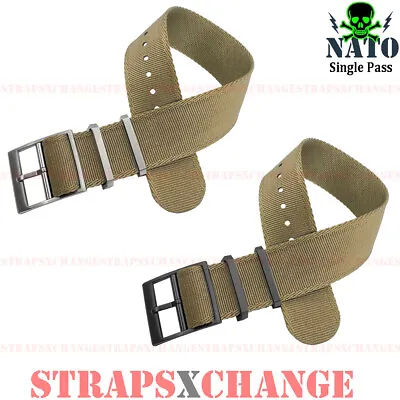 Single Pass Adjustable NATO® OLIVE BROWN Edge Weave Military Watch Strap Band • $31.95