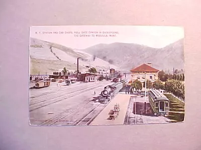 1910 N.p. Railroad Station Missoula Montana With Locomotive & Cars • $12