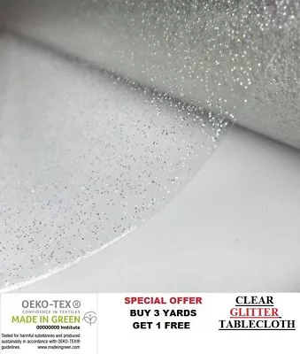£6.70 • Buy Sparkle Glitter Clear Plastic Tablecloth Protector Vinyl PVC Fabric Buy3Get1Free