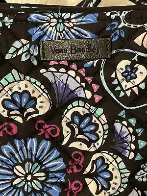 Vera Bradley Tote Bag Bramble Black Blue Purple Gently Used. Snap Top. Side Zip. • $20.99