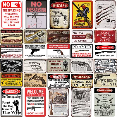 Retro Gun Metal Tin Signs Vintage Poster Man Cave Plates Bar Pub Club Wall Decor • $6.99