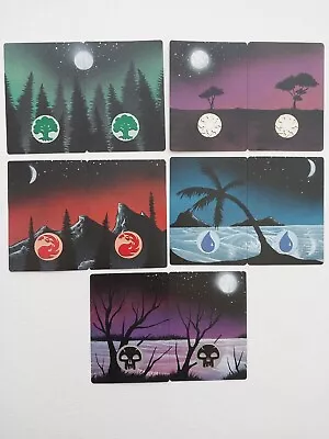 Magic The Gathering - Altered Art - Hand Painted Land Set -  10 Commander  • $25