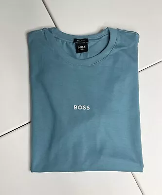 New HUGO BOSS Men's Cotton Crew Neck Logo T-Shirt Turquoise Color Extra Large. • $34.99