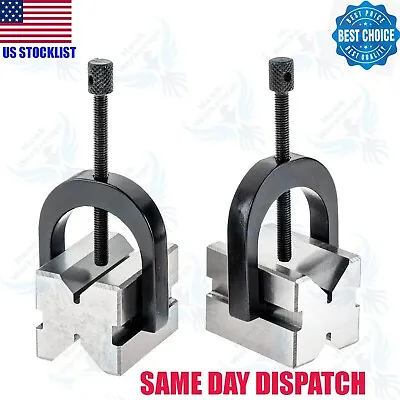 New Precision Engineers All Steel Vee Blocks Clamp Set V Block Matched Pair USA • $39