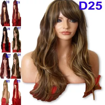 Long Curly Straight Wavy Red Brown Auburn Blonde Plum Womens Fashion WIG UK POST • £12.99