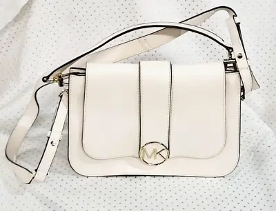 Michael Kors Medium LILLIE Solid Leather Satchel Shoulder Bag ~ LIGHT CREAM ~ • $52.24