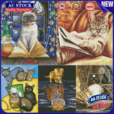 $13.59 • Buy 5D DIY Full Square Drill Diamond Painting Kit Lovely Cats Wall Art Craft Gift