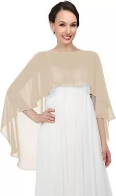 Women Chiffon Shawl Wrap Top Cape Jacket Bridal Wedding Bolero Shrug For Dress • £7.19