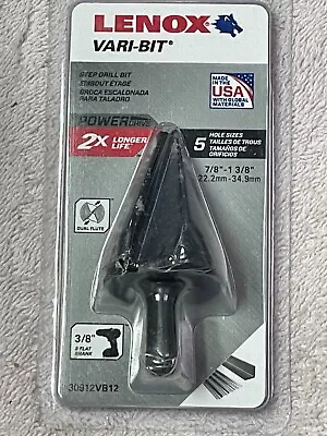 Step Drill Bit LENOX Vari-Bit 7/8 -1-3/8  3/8  Quick Change Shank VB12 • $72.21